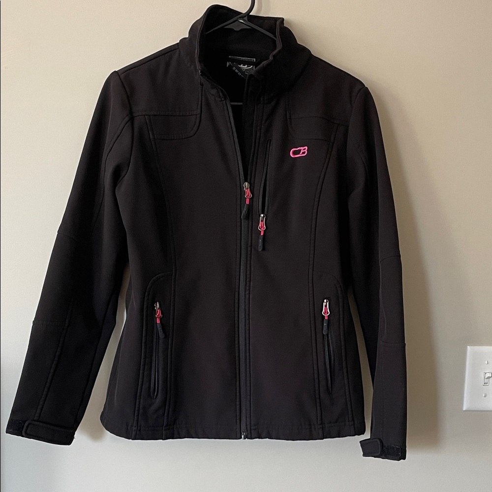 CB Casual Black Ski Jacket with Pink Details